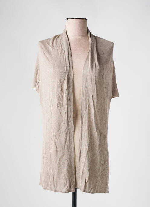 Gilet manches courtes maille fine beige LA FEE MARABOUTEE femme