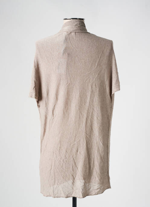 Gilet manches courtes maille fine beige LA FEE MARABOUTEE femme