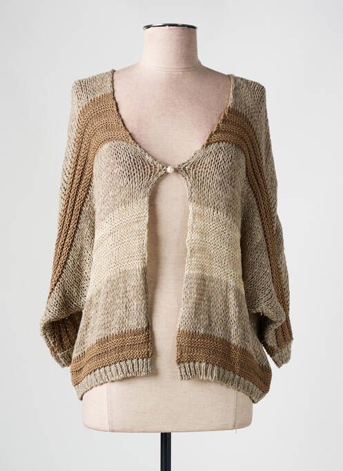 Gilet manches longues marron LA FEE MARABOUTEE pour femme