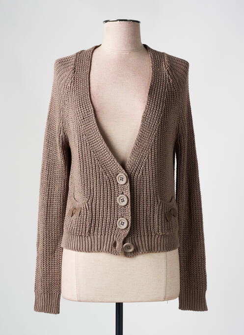 Gilet manches longues marron LA FEE MARABOUTEE pour femme