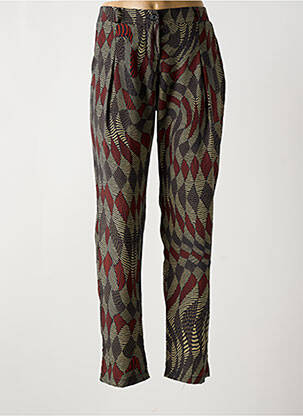 Pantalon droit tissage crêpe taille normale vert LA FEE MARABOUTEE femme