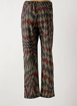 Pantalon droit tissage crêpe taille normale vert LA FEE MARABOUTEE femme