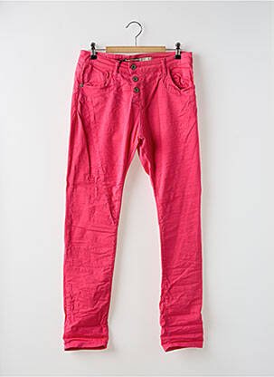 Jeans coupe slim stretch taille basse rose PLEASE femme