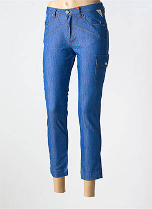 Pantalon 7/8 fermeture zippée sous rabat boutonné bleu LA CIBLE ROUGE femme
