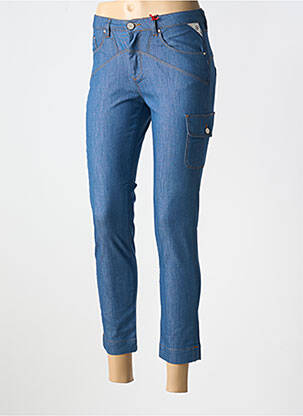 Pantalon 7/8 fermeture zippée sous rabat boutonné bleu clair LA CIBLE ROUGE femme