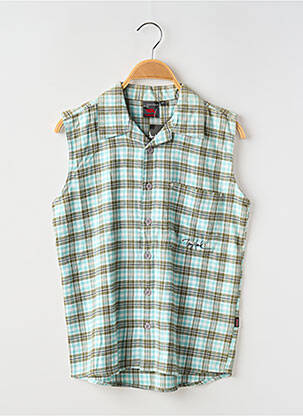 Chemise manches courtes imprimé carreaux bleu HAWK garcon