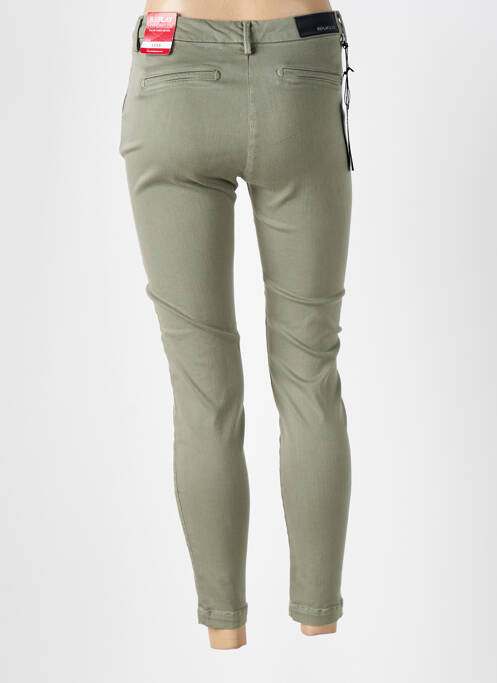 Pantalon chino tissage popeline taille normale vert REPLAY femme