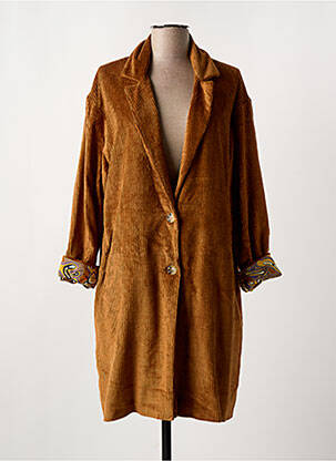 Manteau long coupe cintrée sans capuche marron STORIATIPIC femme