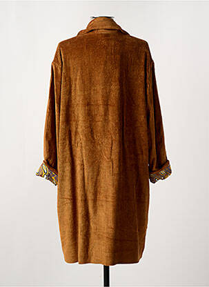 Manteau long coupe cintrée sans capuche marron STORIATIPIC femme
