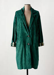Manteau long coupe cintrée sans capuche vert STORIATIPIC femme
