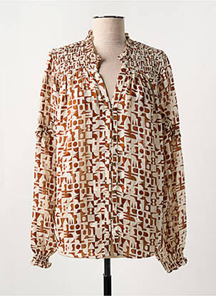 Chemisier coupe fluide manches longues marron SCOTCH & SODA femme
