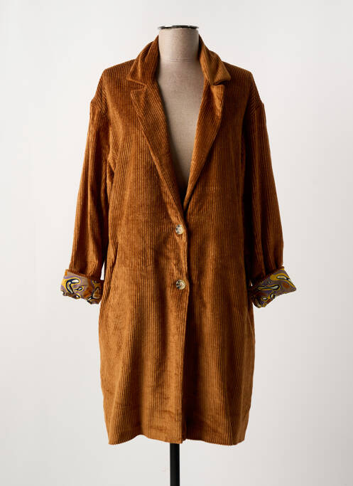 Manteau long marron STORIATIPIC pour femme