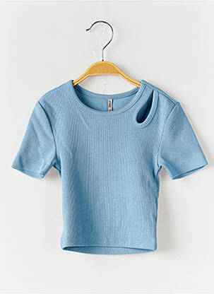 Top coupe cintrée manches courtes bleu ONLY fille