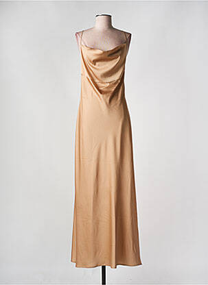Robe longue coupe cintrée fines bretelles beige D.EXTERIOR femme
