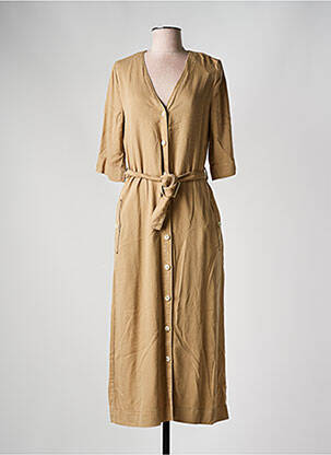 Robe longue manches courtes manches courtes marron HUGO BOSS femme