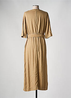 Robe longue manches courtes manches courtes marron HUGO BOSS femme