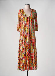 Robe longue imprimé fantaisie manches 3/4 orange SIYU femme