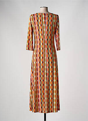 Robe longue imprimé fantaisie manches 3/4 orange SIYU femme