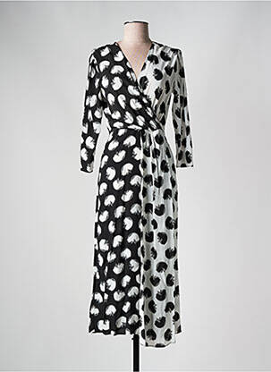 Robe longue tissage crêpe manches 3/4 noir HUGO BOSS femme