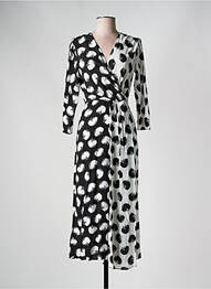 Robe longue tissage crêpe manches 3/4 noir HUGO BOSS femme