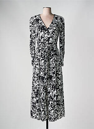 Robe longue imprimé fleurs manches longues noir HUGO BOSS femme