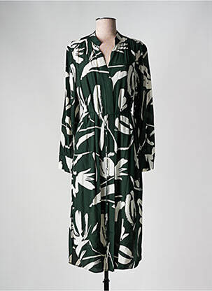 Robe mi-longue imprimé fantaisie manches longues vert HUGO BOSS femme
