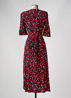 Robe mi-longue imprimé fleurs manches courtes rouge HUGO BOSS femme