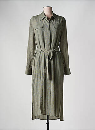 Robe mi-longue coupe fluide manches longues vert HUGO BOSS femme