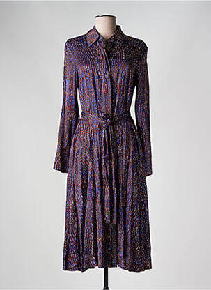 Robe mi-longue imprimé fantaisie manches longues violet HUGO BOSS femme