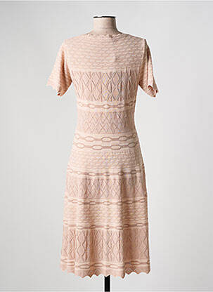 Robe mi-longue manches courtes manches courtes rose D.EXTERIOR femme