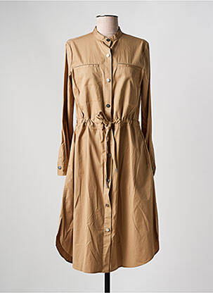 Robe mi-longue manches longues manches longues marron HUGO BOSS femme