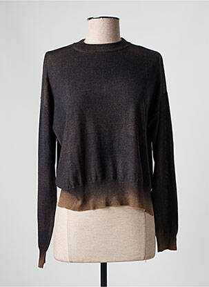 Pull tissage chiné manches longues marron ARAGONA femme