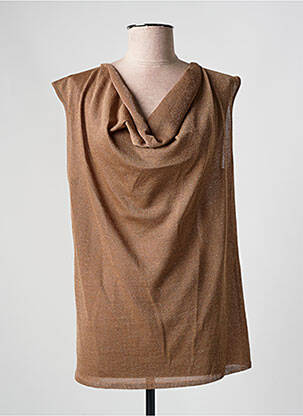 Pull coupe cintrée sans manche marron D.EXTERIOR femme