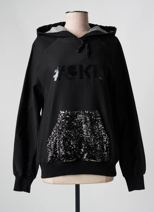 Sweat-shirt à capuche stretch manches longues noir KARL LAGERFELD femme