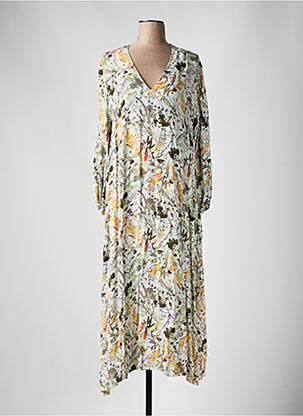 Robe longue imprimé fleurs manches 3/4 vert MASON'S femme