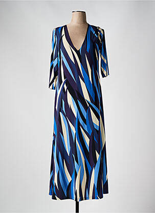 Robe longue coupe cintrée manches 3/4 bleu SIYU femme