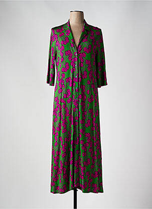 Robe longue manches courtes manches courtes vert SIYU femme