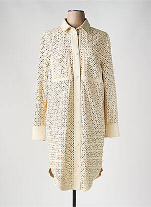 Robe mi-longue manches longues manches longues beige HUGO BOSS femme