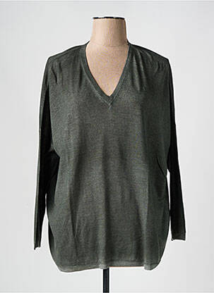 Pull tissage chiné manches longues vert ARAGONA femme