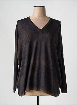 Pull tissage chiné manches longues marron ARAGONA femme