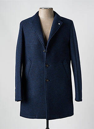 Manteau long coupe droite sans capuche bleu MANUEL RITZ homme