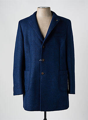 Manteau long coupe droite sans capuche bleu MANUEL RITZ homme