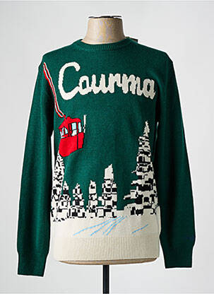 Pull tissage jacquard manches longues vert MC2 SAINT BARTH homme