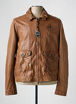 Veste en cuir finition intérieure doublure satiné marron BLAUER homme