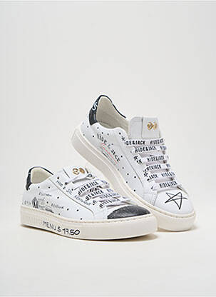 Baskets bout rond talon plat jusqu'à 3cm blanc HIDE&JACK femme