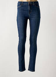Jeans coupe slim broderie rivets taille haute bleu BASE LEVEL femme