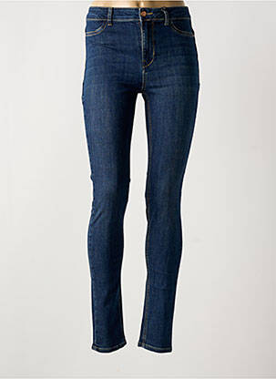 Jeans coupe slim broderie rivets taille haute bleu BASE LEVEL femme