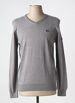 Pull col v manches longues gris HUBLOT homme
