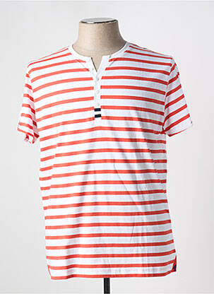 T-shirt col tunisien manches courtes orange HUBLOT homme