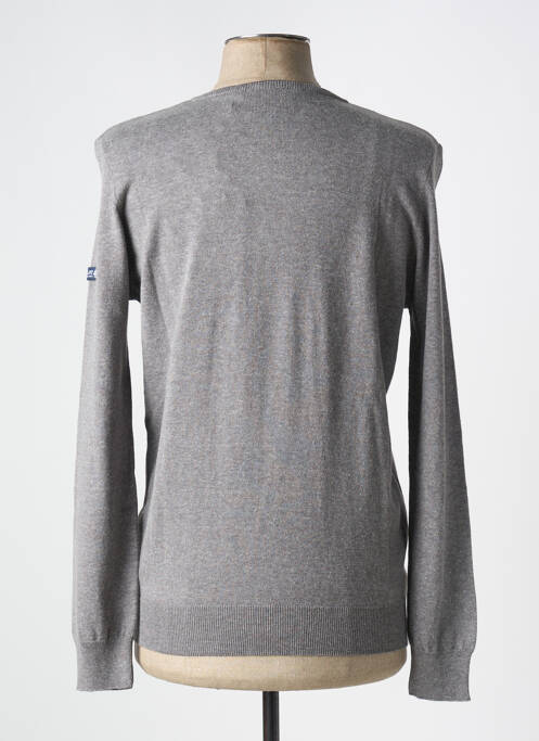 Pull col v manches longues gris HUBLOT homme